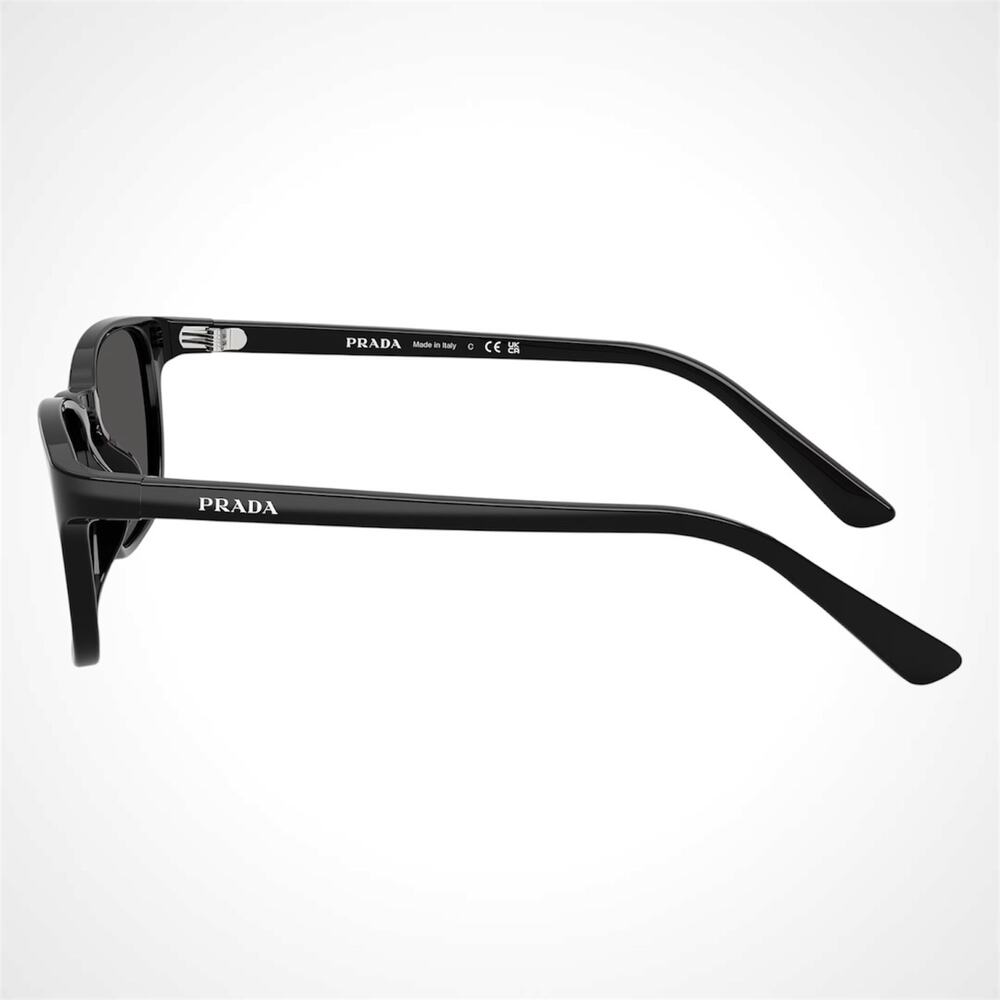 New PRADA Sunglasses Black Aviator Square Mens Letter Logo Grey Lens 52-18-140mm - Picture 3 of 6